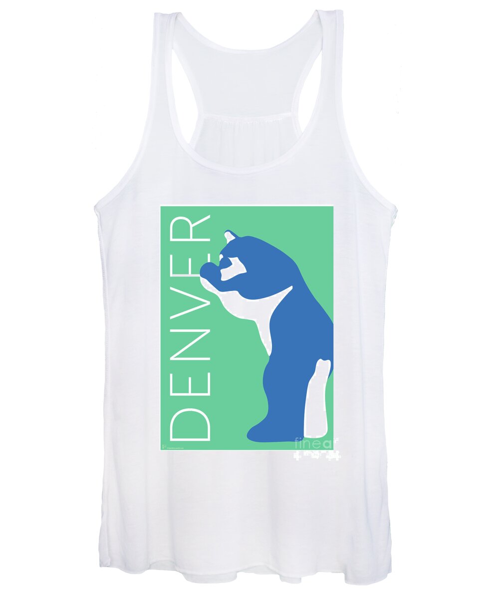 Denver Women's Tank Top featuring the digital art DENVER Blue Bear/Aqua by Sam Brennan