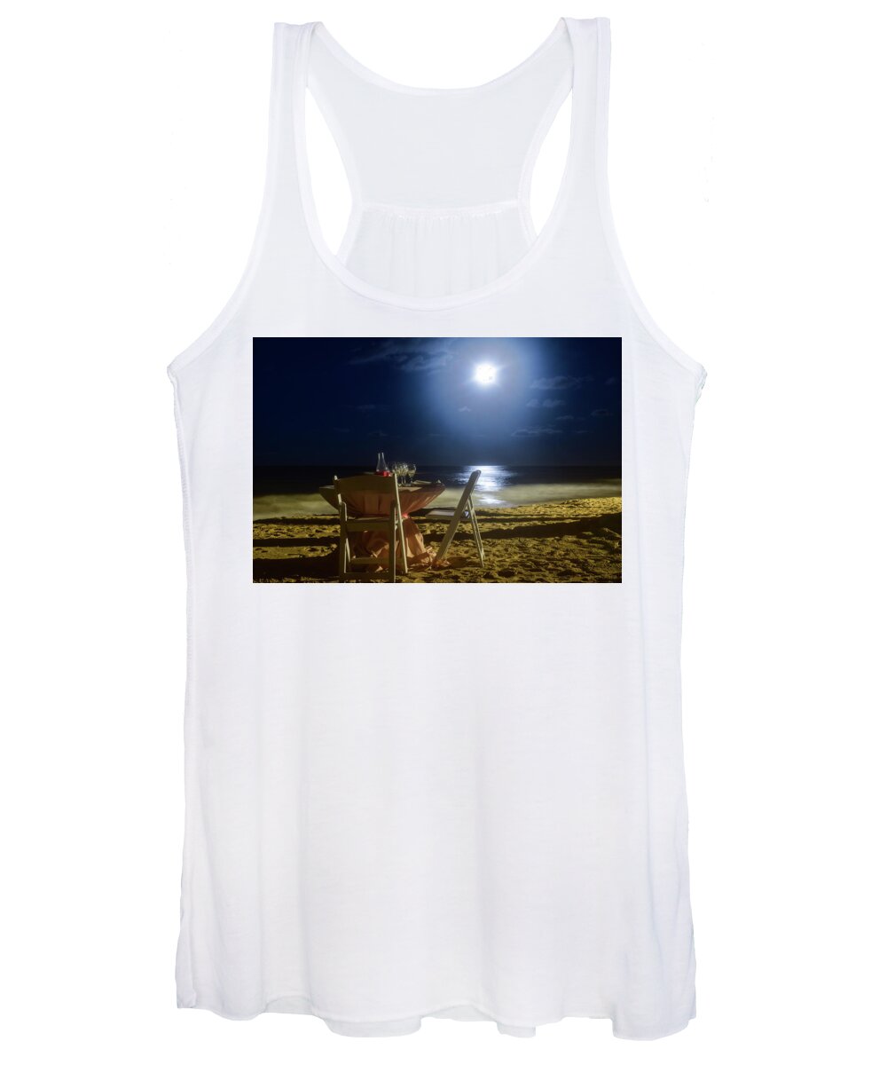Punta Cana Women's Tank Top featuring the photograph Dinner for Two in the Moonlight by Nicole Lloyd