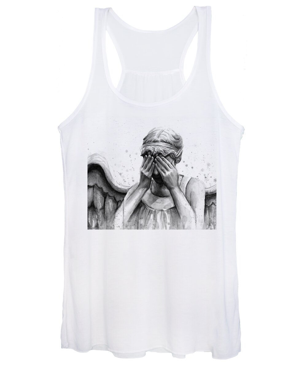 Who Women's Tank Top featuring the painting Doctor Who Weeping Angel Don't Blink by Olga Shvartsur