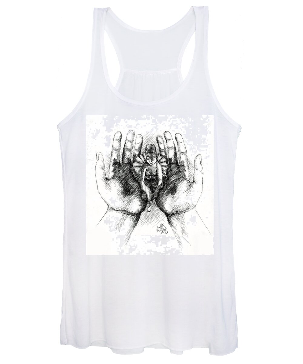 Hands Women's Tank Top featuring the drawing Doll of memories past by Scarlett Royale