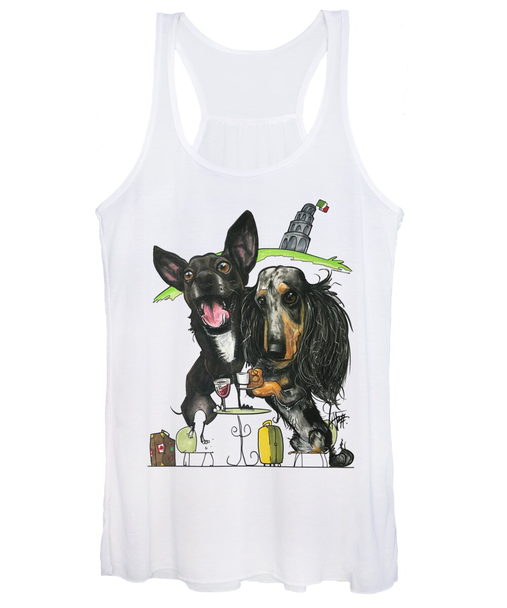 Dominguez Women's Tank Top featuring the drawing Dominguez, Mia and Sri by Canine Caricatures By John LaFree