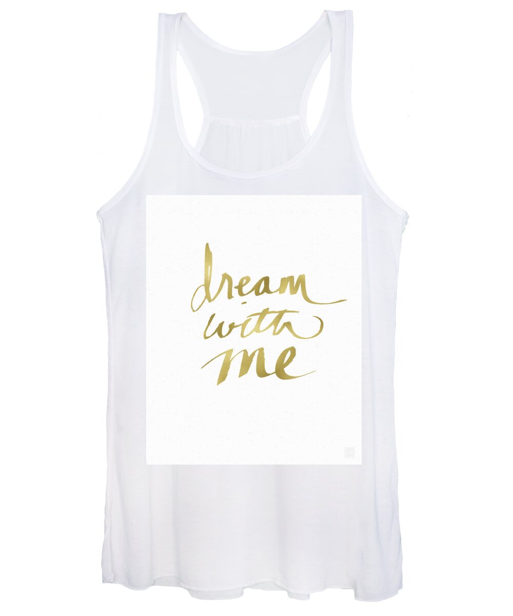 Dream Women's Tank Top featuring the painting Dream With Me Gold- Art by Linda Woods by Linda Woods