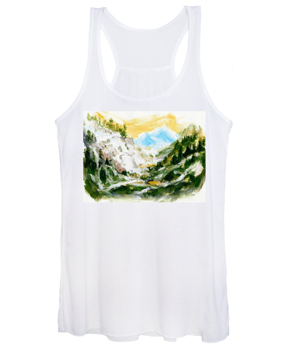 Abstracted Landscape Women's Tank Top featuring the painting Dreamscape by Lidija Ivanek - SiLa
