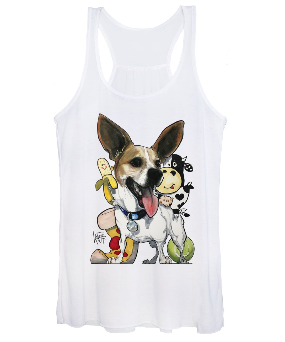 Pet Portrait Women's Tank Top featuring the drawing Dupreez 18-1002 by Canine Caricatures By John LaFree