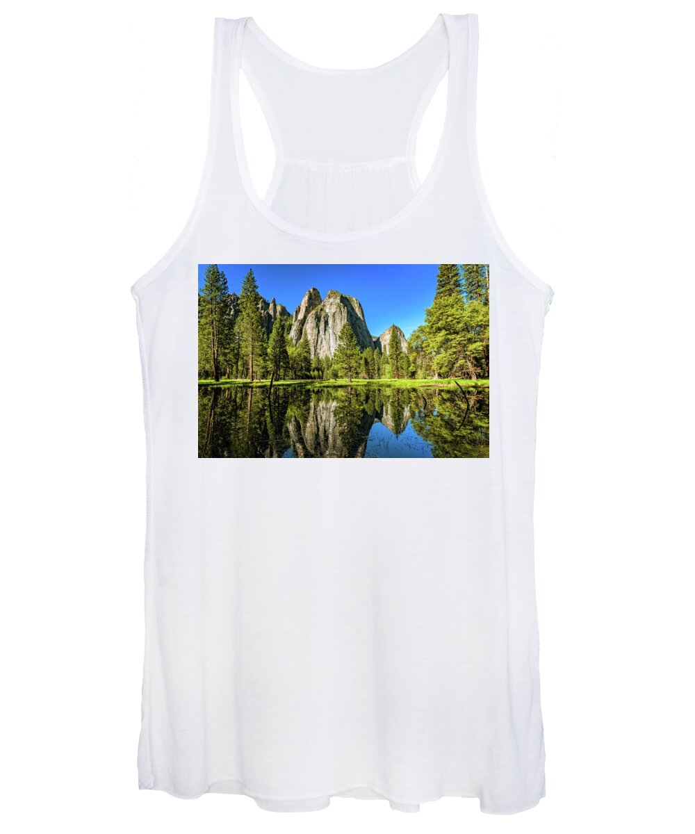 Blue Sky Women's Tank Top featuring the photograph Early Morning view at Cathedral Rocks Vista by John Hight