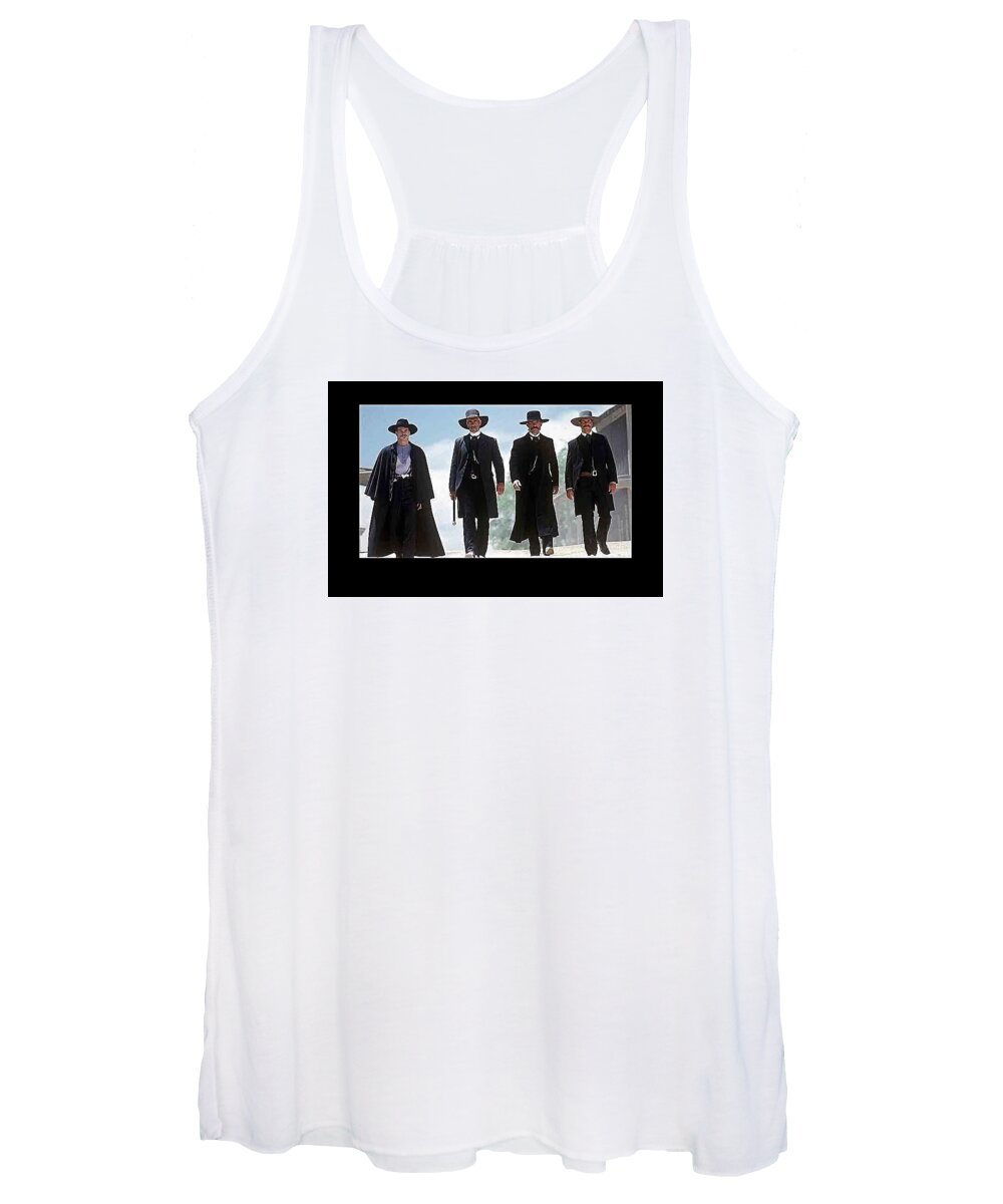 Earp Brothers And Doc Holliday Approaching O.k. Corral Tombstone Movie Mescal Az 1993-2015 Women's Tank Top featuring the photograph Earp brothers and Doc Holliday approaching O.K. Corral Tombstone movie Mescal AZ 1993-2015 by David Lee Guss