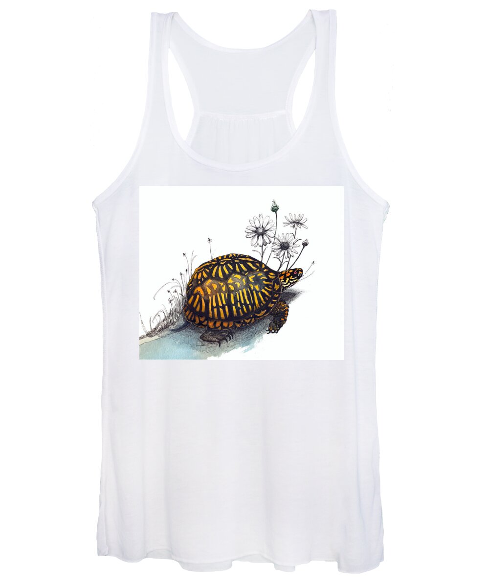 Eastern Box Turte Women's Tank Top featuring the drawing Eastern Box Turtle by Katherine Miller