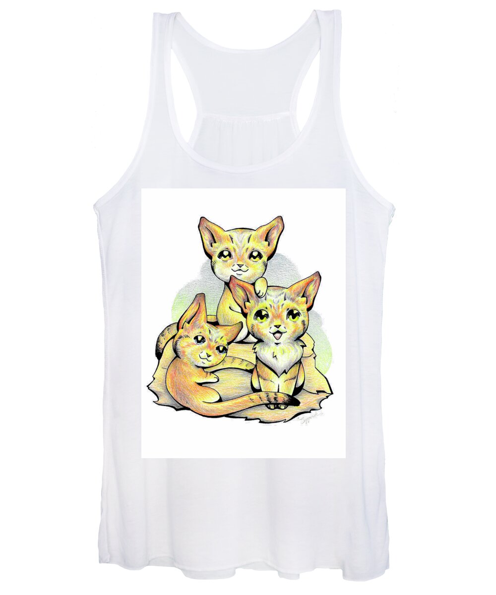 Cat Women's Tank Top featuring the drawing Endangered Animal Sand Cat by Sipporah Art and Illustration