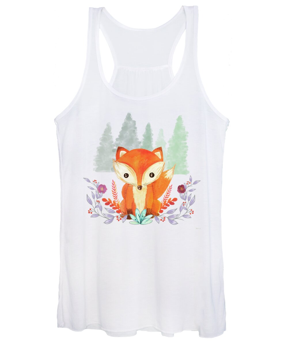 Fox Women's Tank Top featuring the digital art Evergreen Fox by Little Bunny Sunshine
