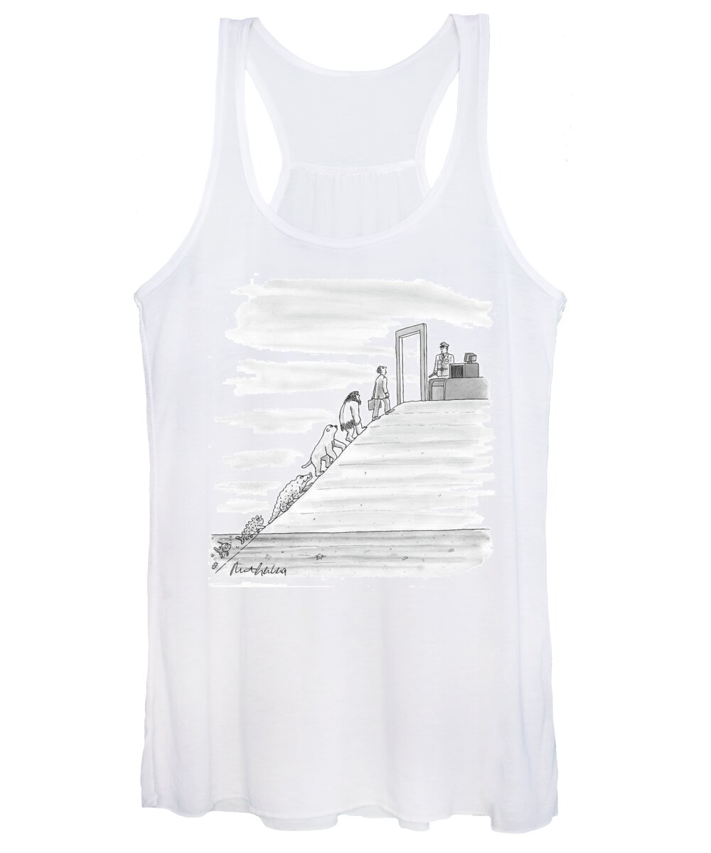 Evolution Women's Tank Top featuring the drawing Evolution of Life to TSA by Mort Gerberg