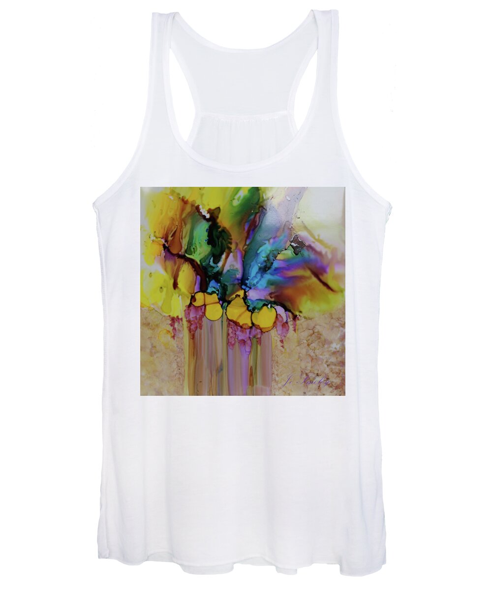 Floral Women's Tank Top featuring the painting Explosion of Petals by Jo Smoley