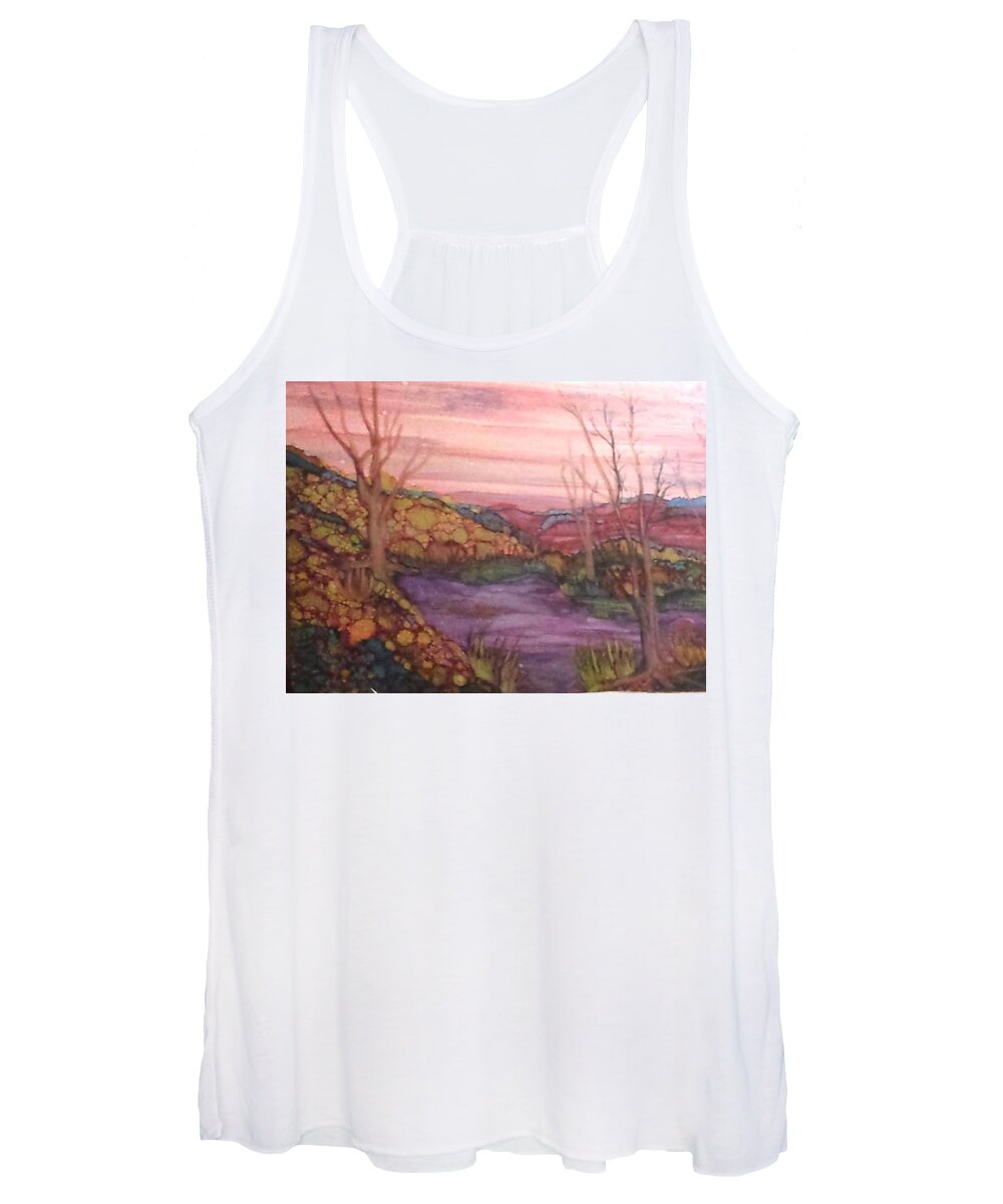 Alcohol Ink Women's Tank Top featuring the painting Fall Sky by Betsy Carlson Cross