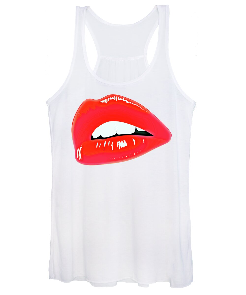 Lips Women's Tank Top featuring the painting Famous Red Lips by Little Bunny Sunshine