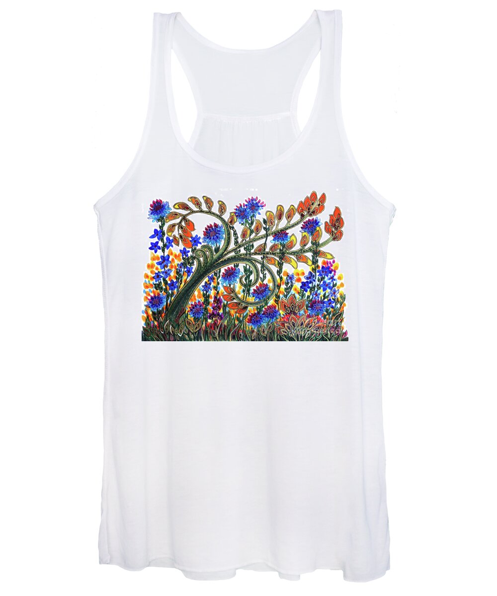 Design Women's Tank Top featuring the painting Fantasy Garden by Holly Carmichael