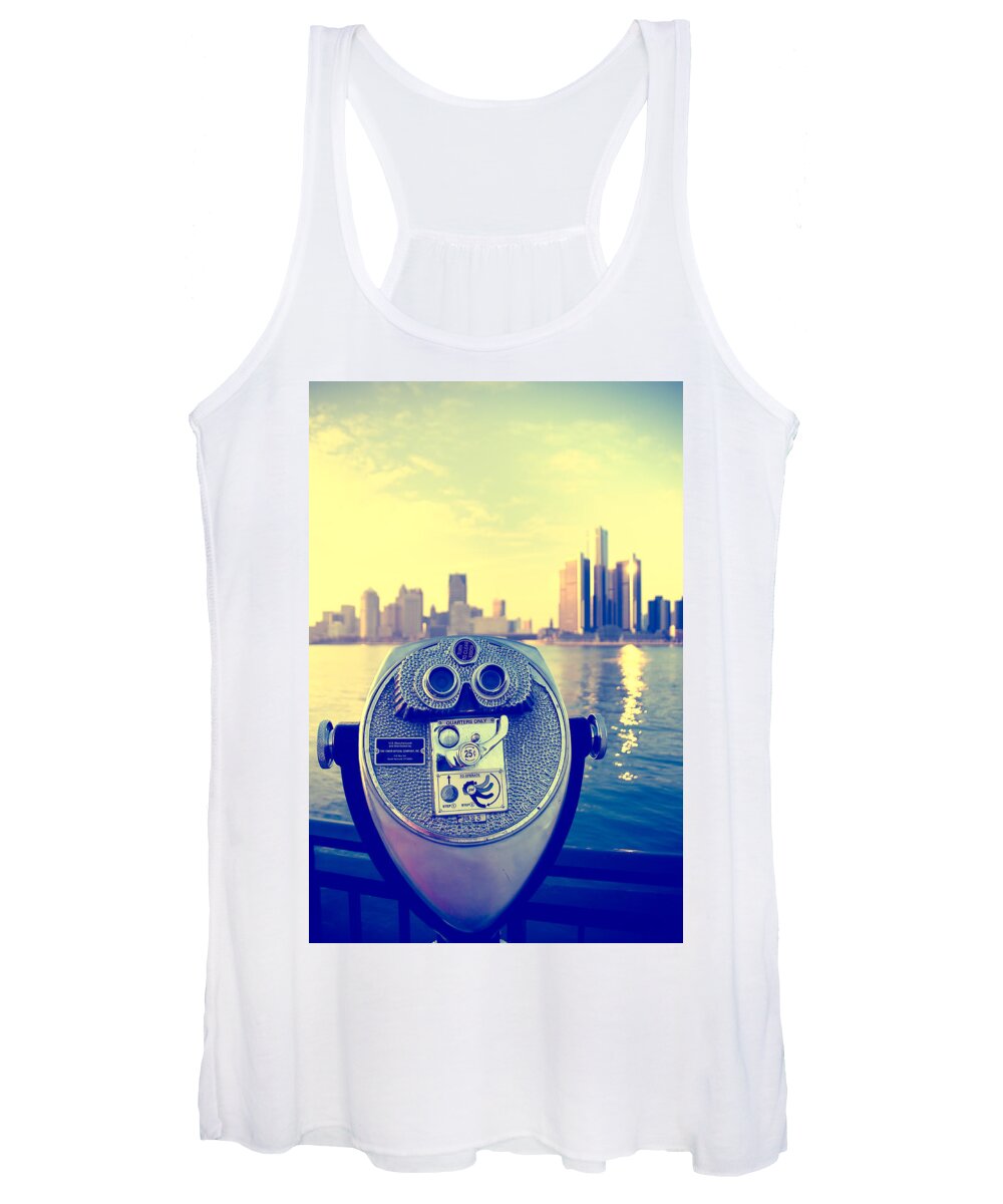 Detroit Women's Tank Top featuring the photograph Faraway Detroit by Andreas Freund