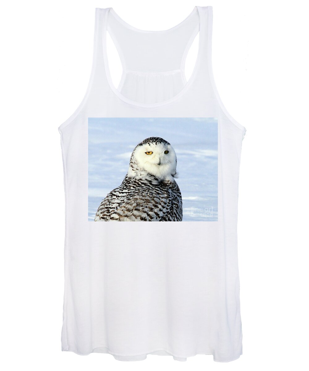 Owl Women's Tank Top featuring the photograph Female Snowy Owl by Paula Guttilla