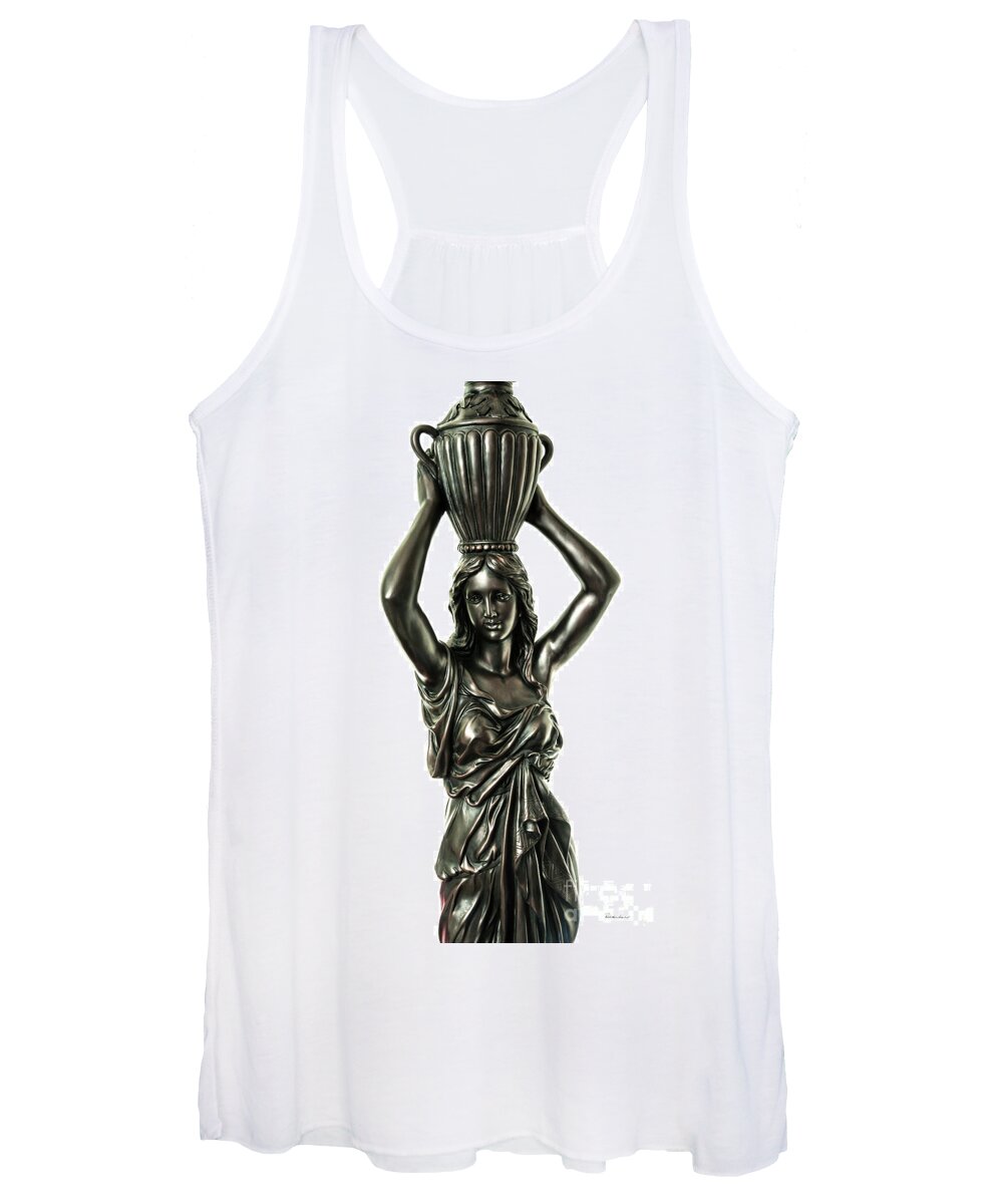 Female Women's Tank Top featuring the photograph Female Water Goddess Bronze Statue 3288a by Ricardos Creations