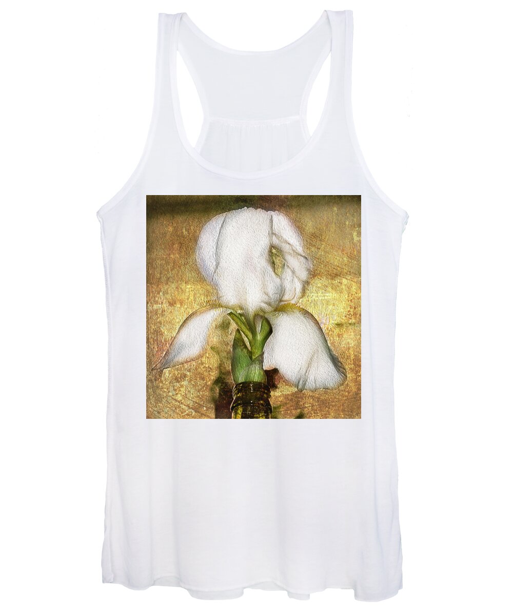 Iris Women's Tank Top featuring the photograph First Iris by Cynthia Wolfe