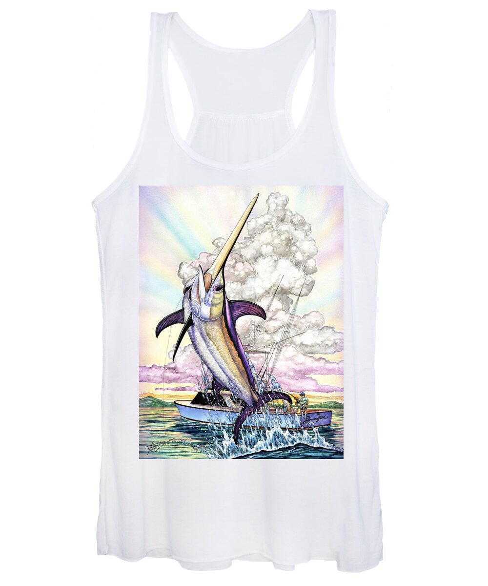 Blue Mrlin Women's Tank Top featuring the painting Fishing Swordfish by Terry Fox