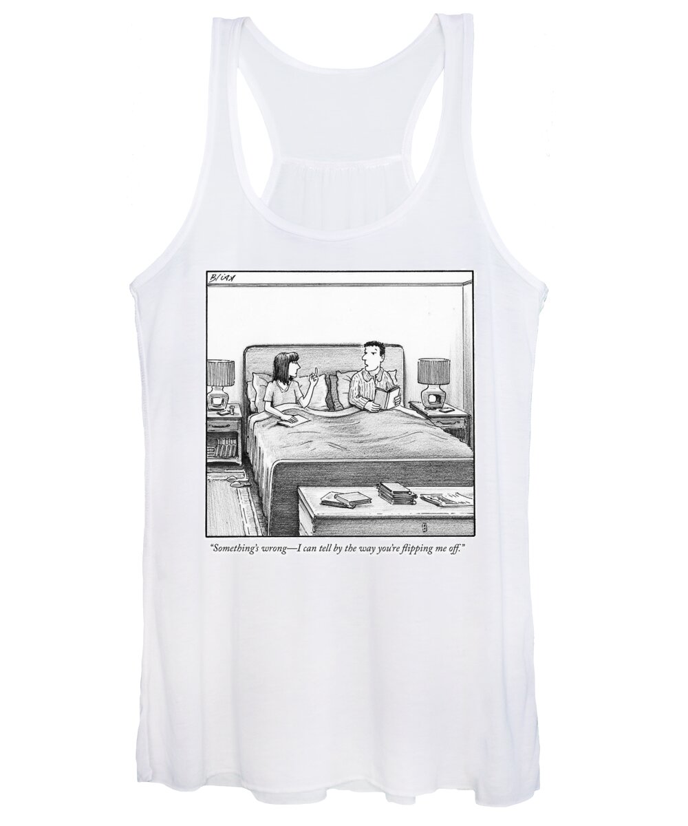 something's Wrong Women's Tank Top featuring the drawing Flipping me off by Harry Bliss