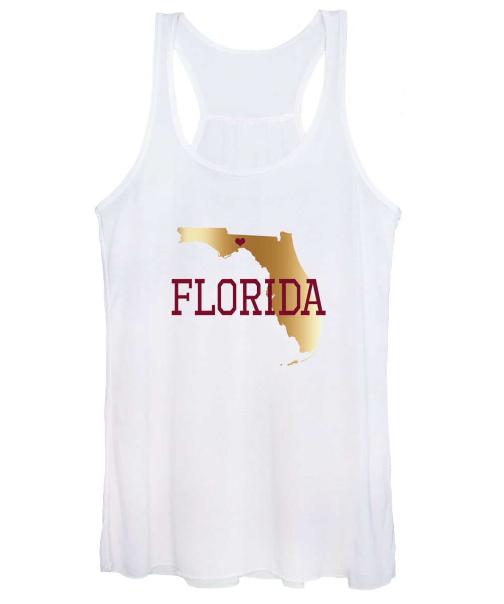 Florida Women's Tank Top featuring the digital art Florida Gold and Garnet with State Capital Typography by Leah McPhail