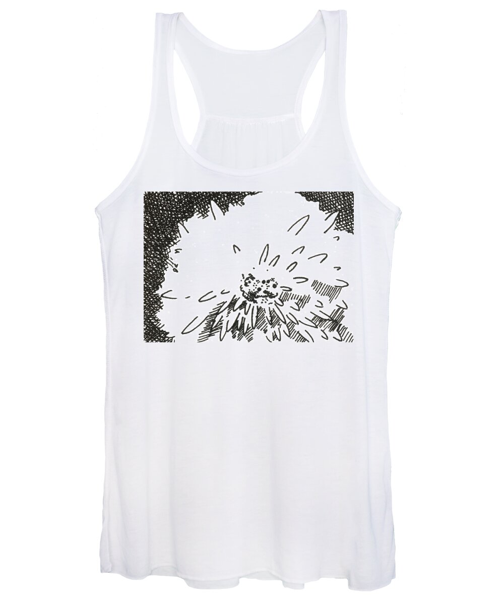 Flower Women's Tank Top featuring the drawing Flower 1 2015 ACEO by Joseph A Langley