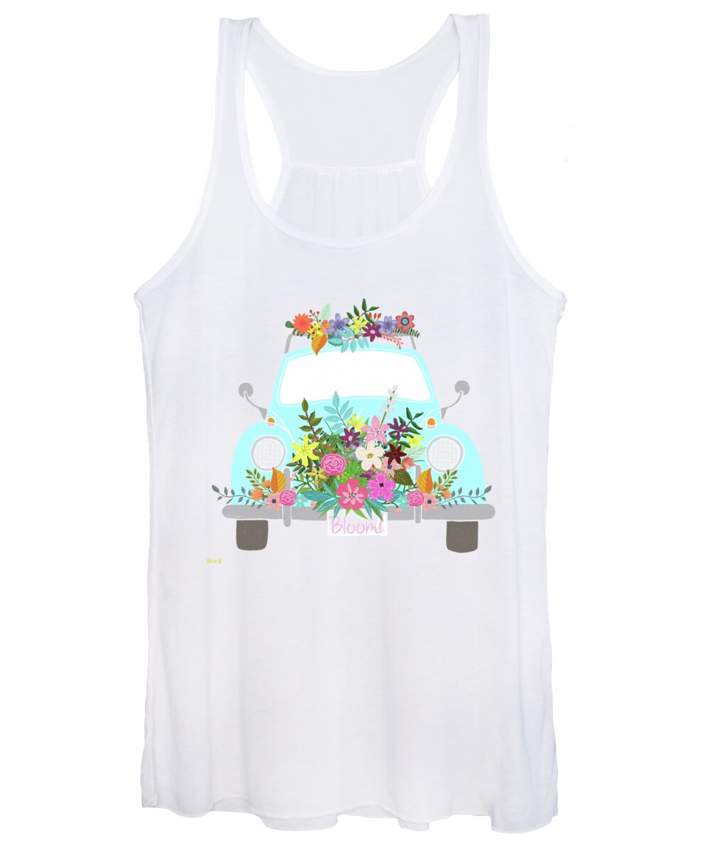 Car Women's Tank Top featuring the painting Flower Powered Bug by Little Bunny Sunshine
