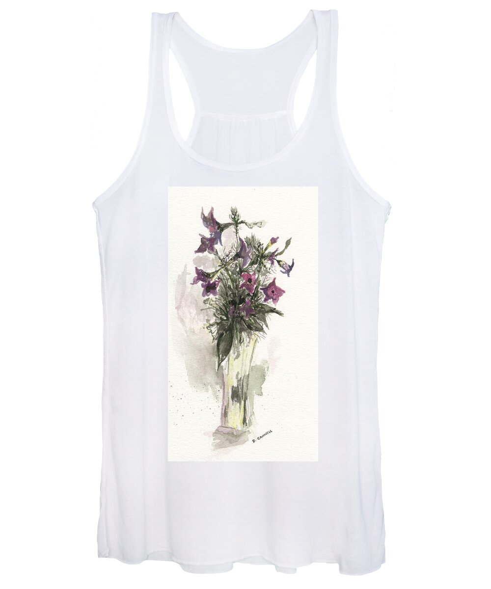 Purple Women's Tank Top featuring the painting Flower study fourteen by Darren Cannell