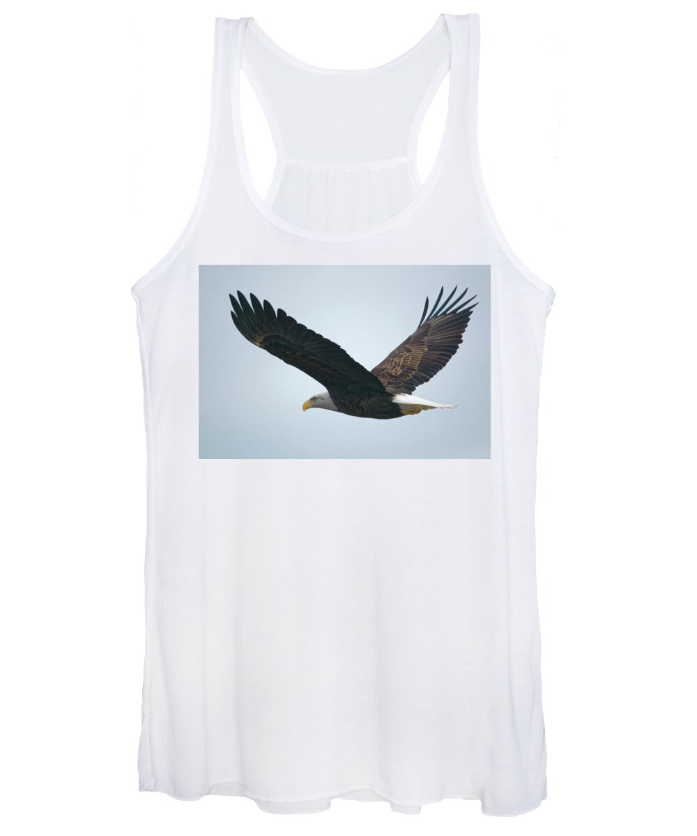 Bald Eagle Women's Tank Top featuring the photograph Flying Bald Eagle by Peter Ponzio