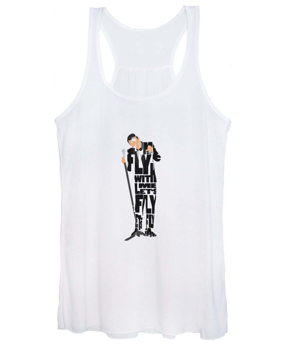 Frank Women's Tank Top featuring the painting Frank Sinatra Typography Art by Inspirowl Design