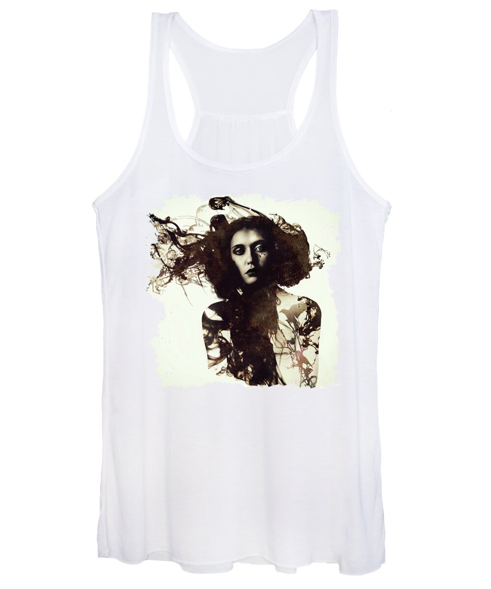 Portrait Abstract Flow In Surreal Dream Women's Tank Top featuring the digital art Free Flow by Katherine Smit