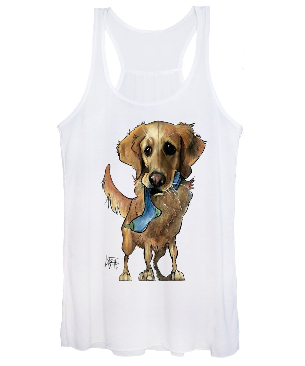 Pet Portrait Women's Tank Top featuring the drawing Fritz 3330 by Canine Caricatures By John LaFree