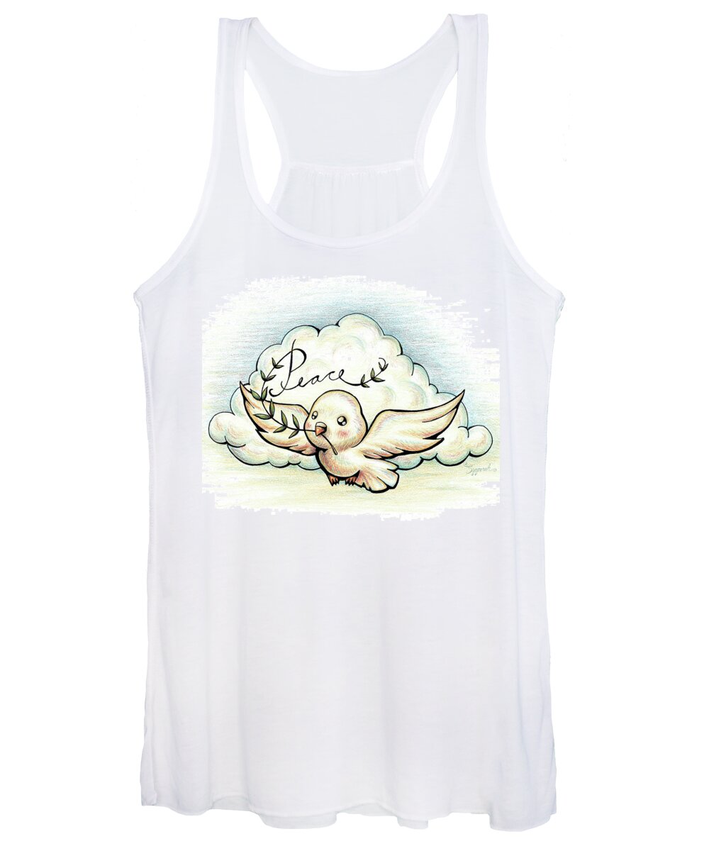 Peace Women's Tank Top featuring the drawing Inspirational Animal DOVE by Sipporah Art and Illustration