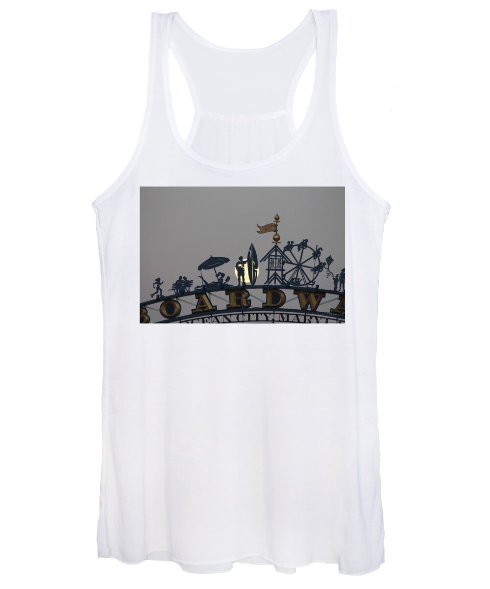 Surfer Women's Tank Top featuring the photograph Full Moon Surfer Silhouette by Robert Banach