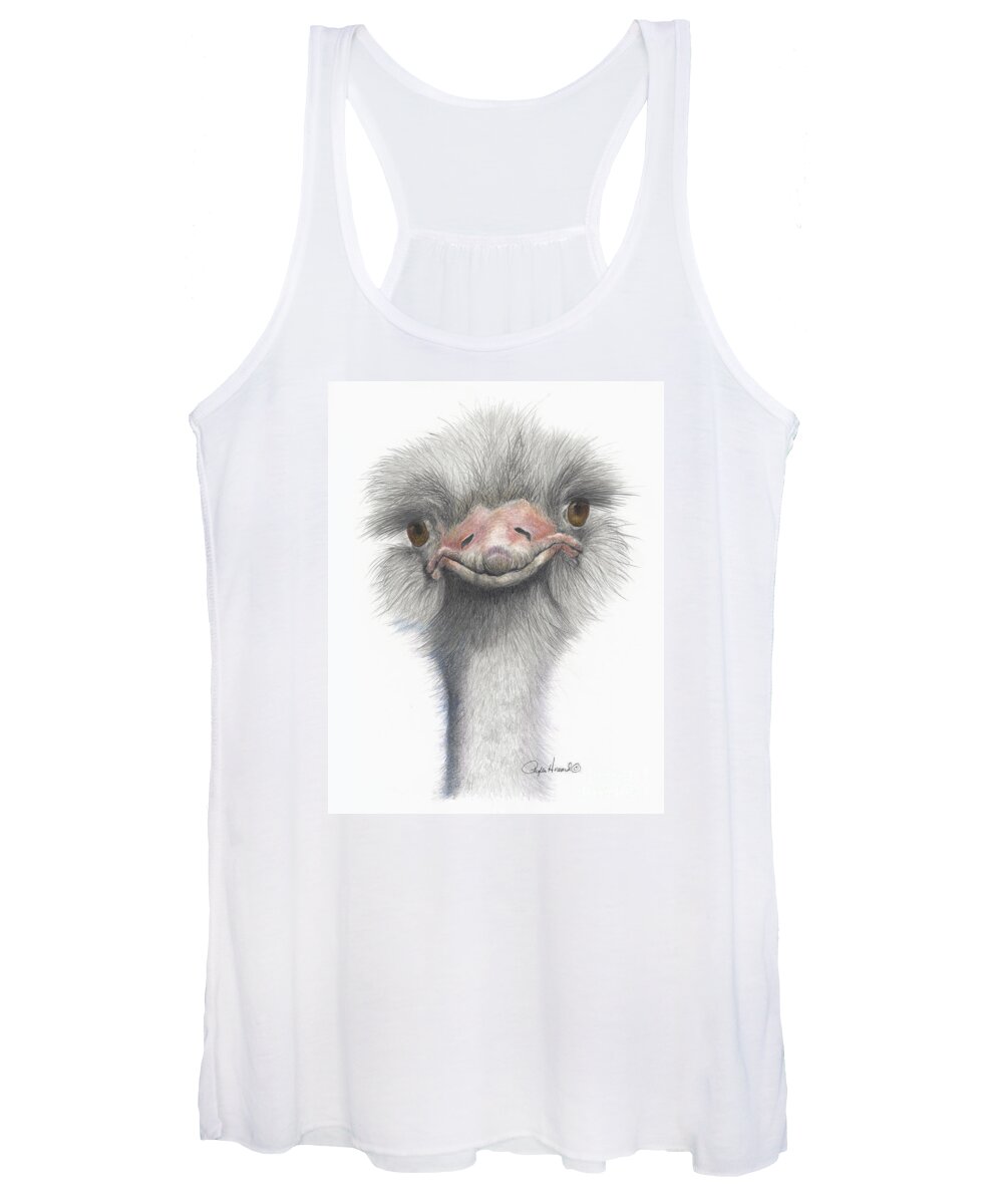 Osterich Women's Tank Top featuring the drawing Funny Face by Phyllis Howard