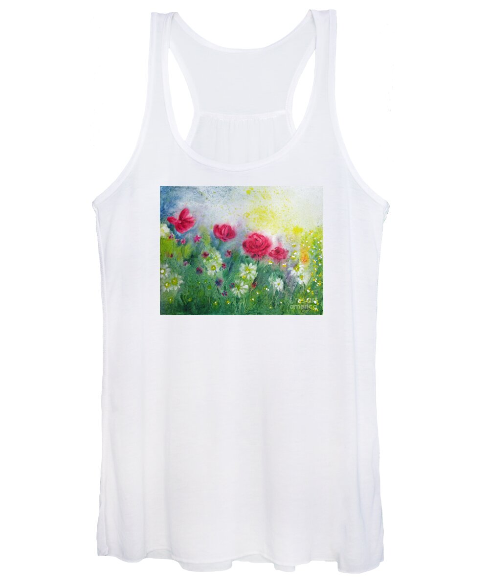 Painting Women's Tank Top featuring the painting Garden Mist by Daniela Easter