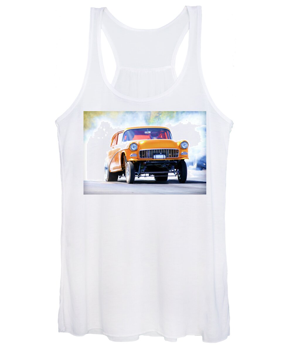 Chevrolet Coupe Women's Tank Top featuring the photograph Gasser Burnout by Steve McKinzie