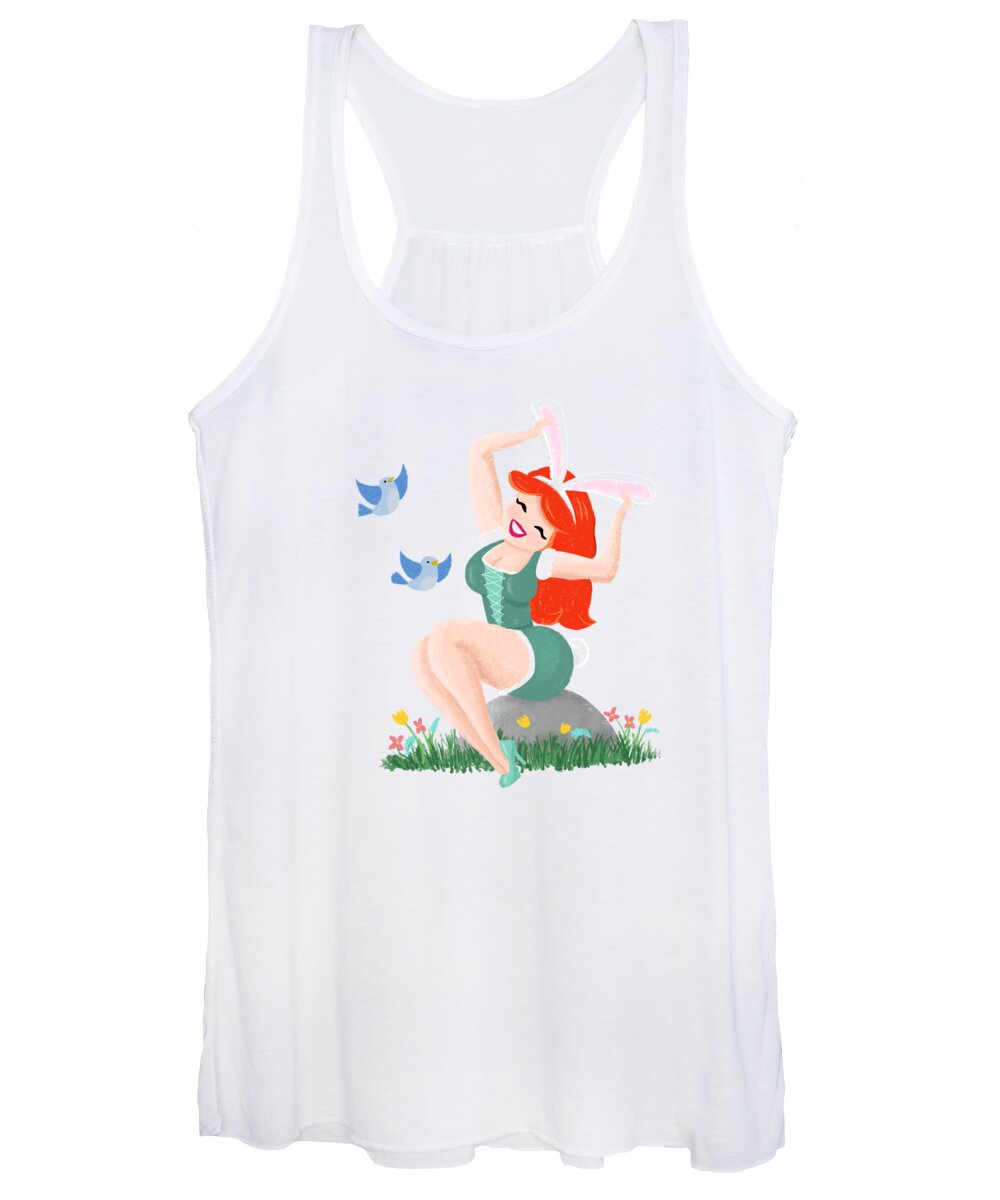 Painting Women's Tank Top featuring the painting Getting Ready For Spring by Little Bunny Sunshine