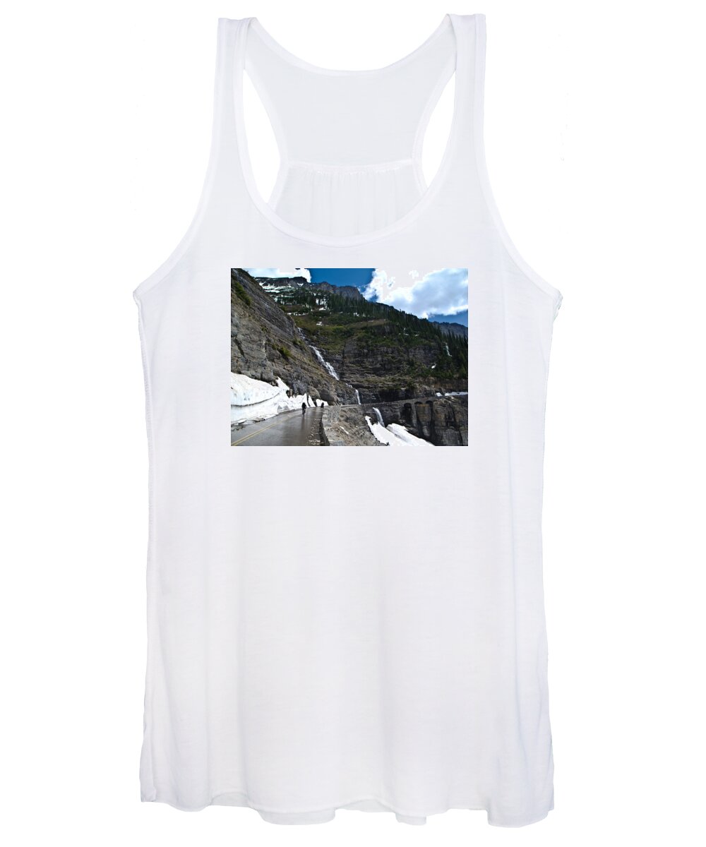 Glacier Women's Tank Top featuring the photograph Going To The Sun Bike Ride by Jedediah Hohf