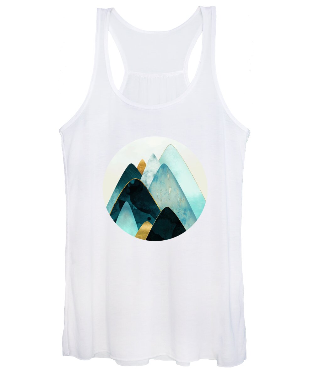 Gold Women's Tank Top featuring the digital art Gold and Blue Hills by Spacefrog Designs