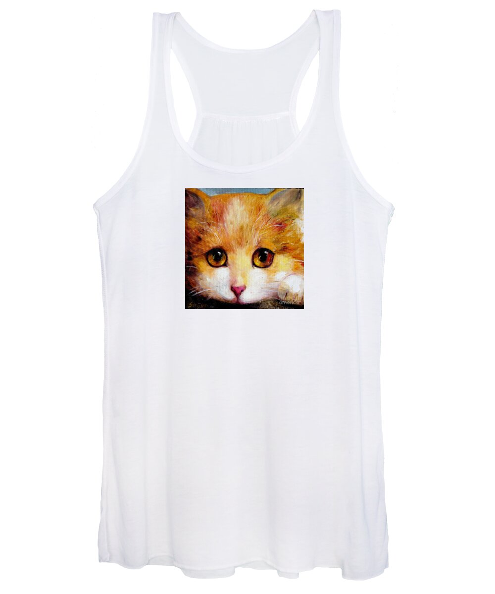 Portrait Women's Tank Top featuring the painting Golden Eye by Shijun Munns
