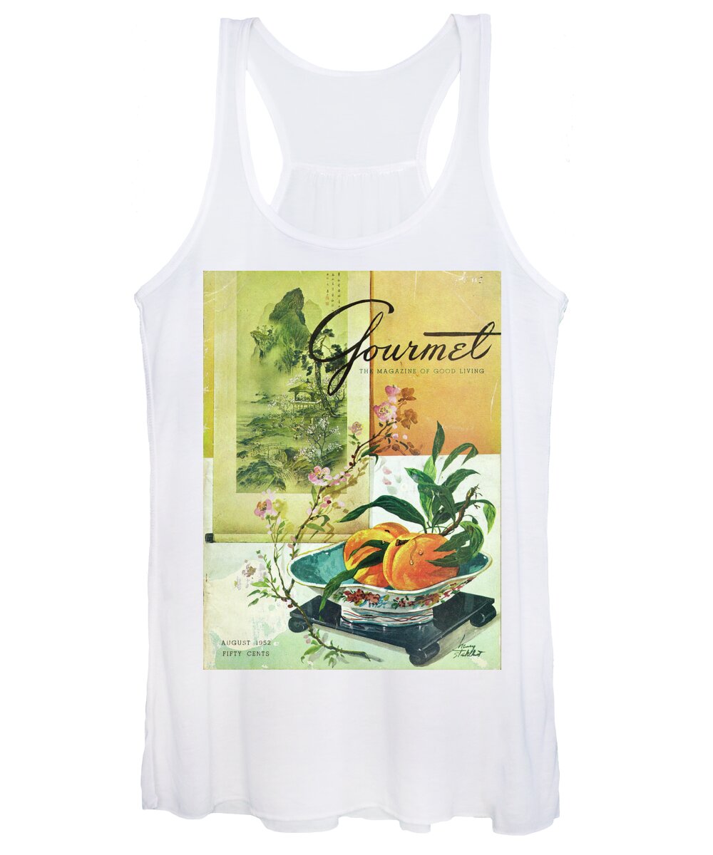 Food Women's Tank Top featuring the photograph Gourmet Cover Featuring A Bowl Of Peaches by Henry Stahlhut