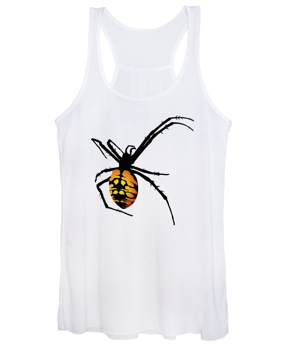 Graphic Animal Women's Tank Top featuring the digital art Graphic Spider Black and Yellow Orange by MM Anderson