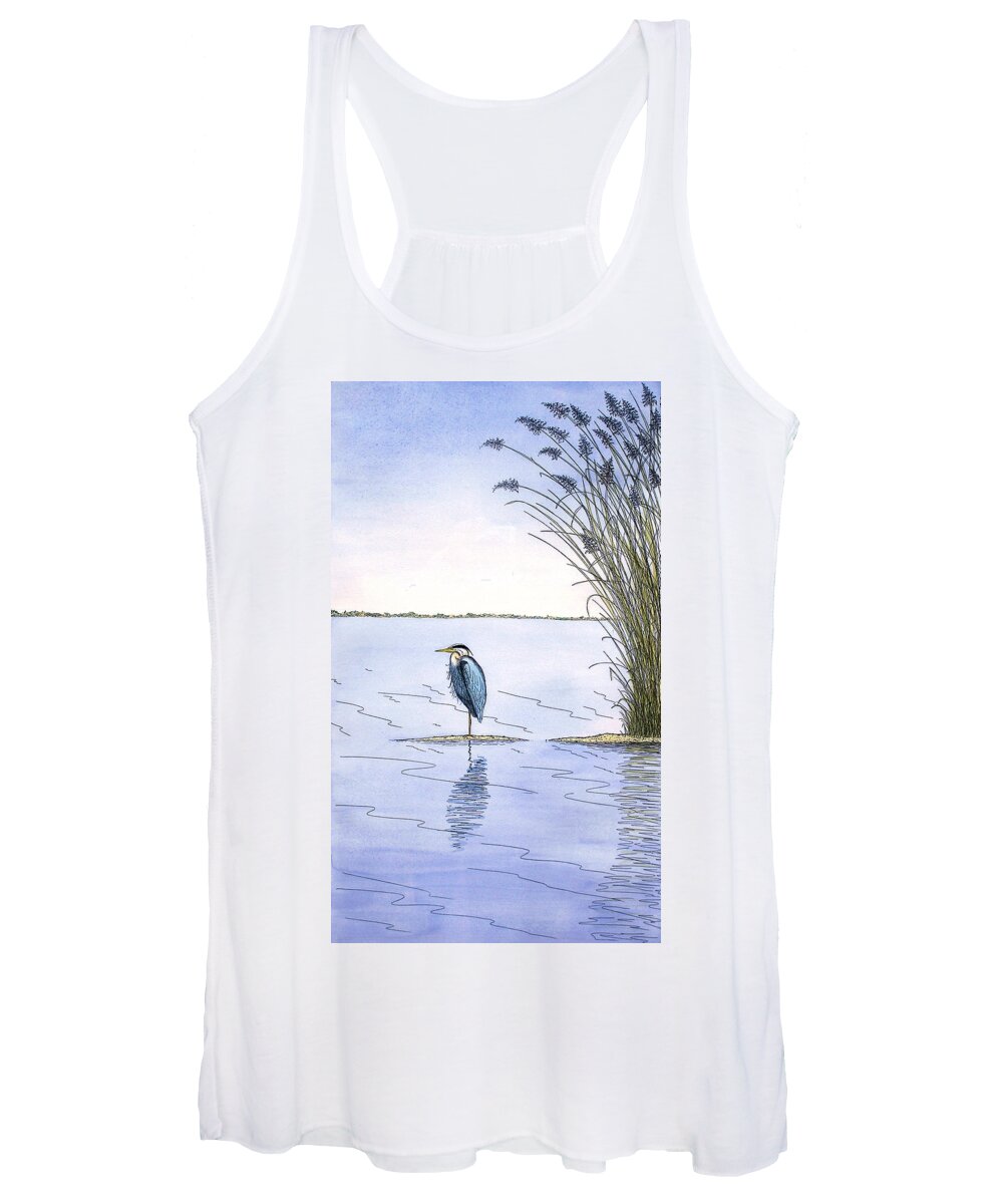 Great Blue Heron Women's Tank Top featuring the painting Great Blue Heron by Charles Harden