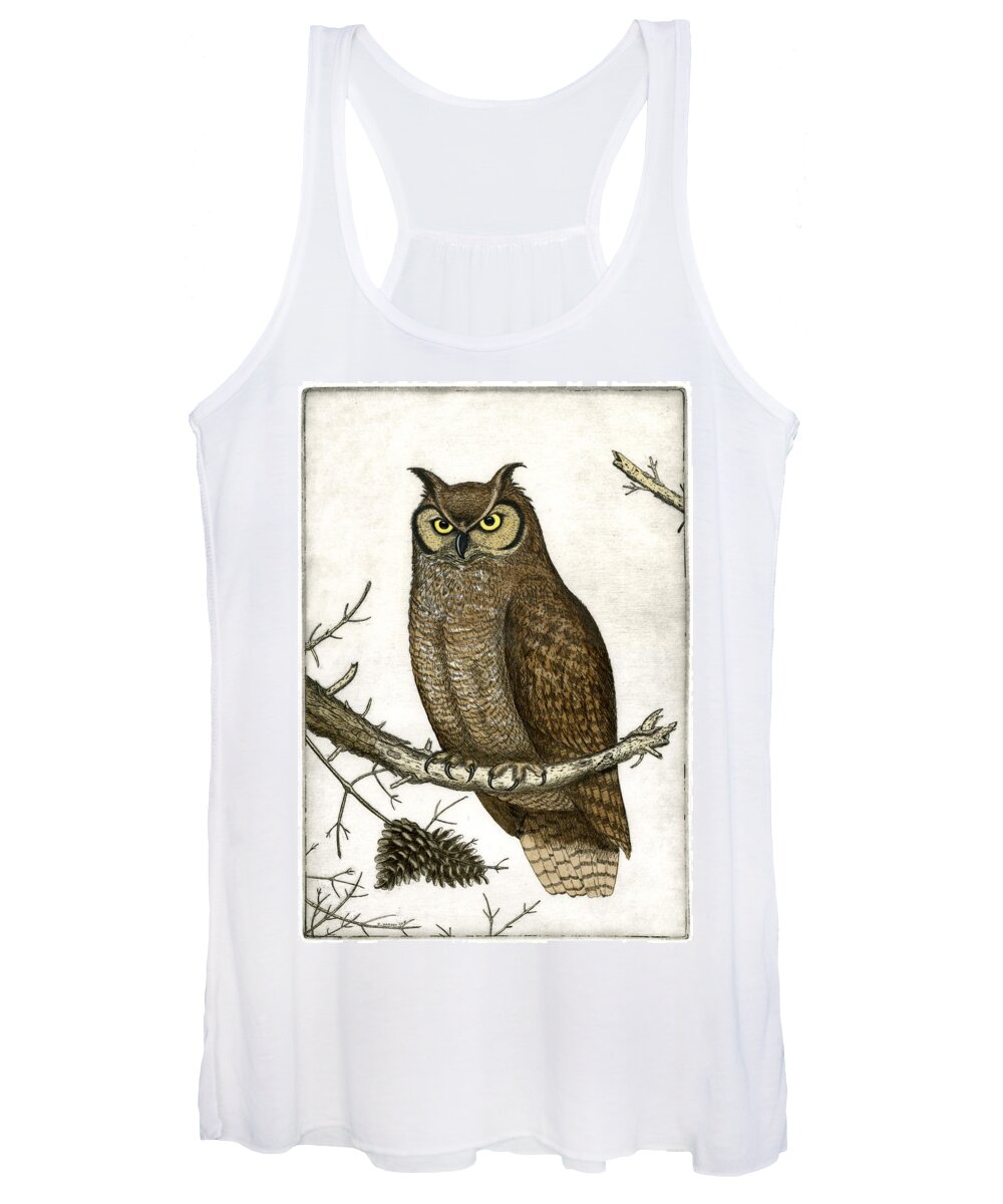 Etching Women's Tank Top featuring the painting Great Horned Owl by Charles Harden
