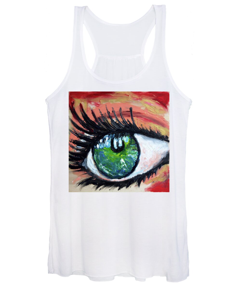 Eye Women's Tank Top featuring the painting Green eye by Chiara Magni