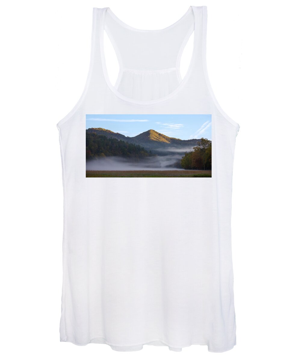 Mountains Women's Tank Top featuring the photograph Ground Fog in Cataloochee Valley - October 12 2016 by D K Wall
