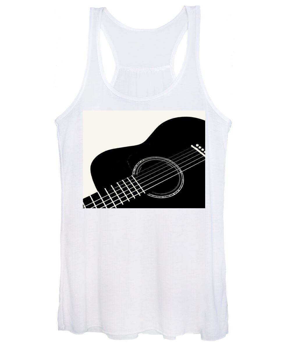 Guitar Women's Tank Top featuring the digital art Guitar, Black and White, by Jana Russon