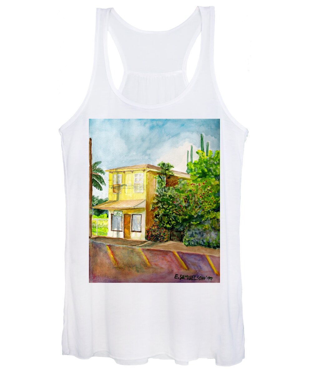 Historic Maui Women's Tank Top featuring the painting Hairbenders of Paia by Eric Samuelson