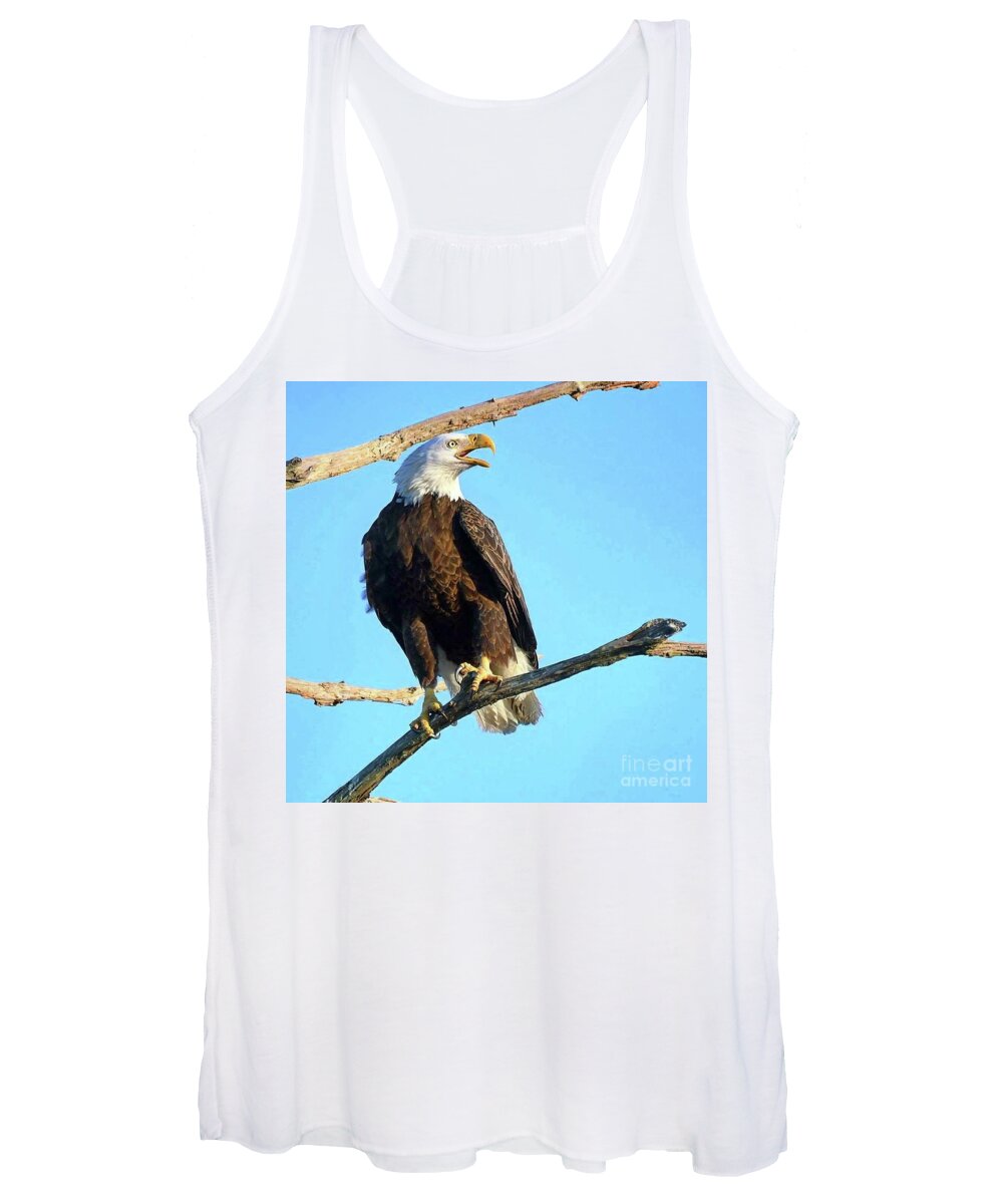 Bald Eagle Women's Tank Top featuring the photograph Harriet and her vocals by Liz Grindstaff